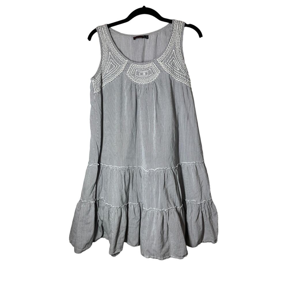 Devoted Luxury Sleeveless Dress Railroad Striped  Medium Embroidered